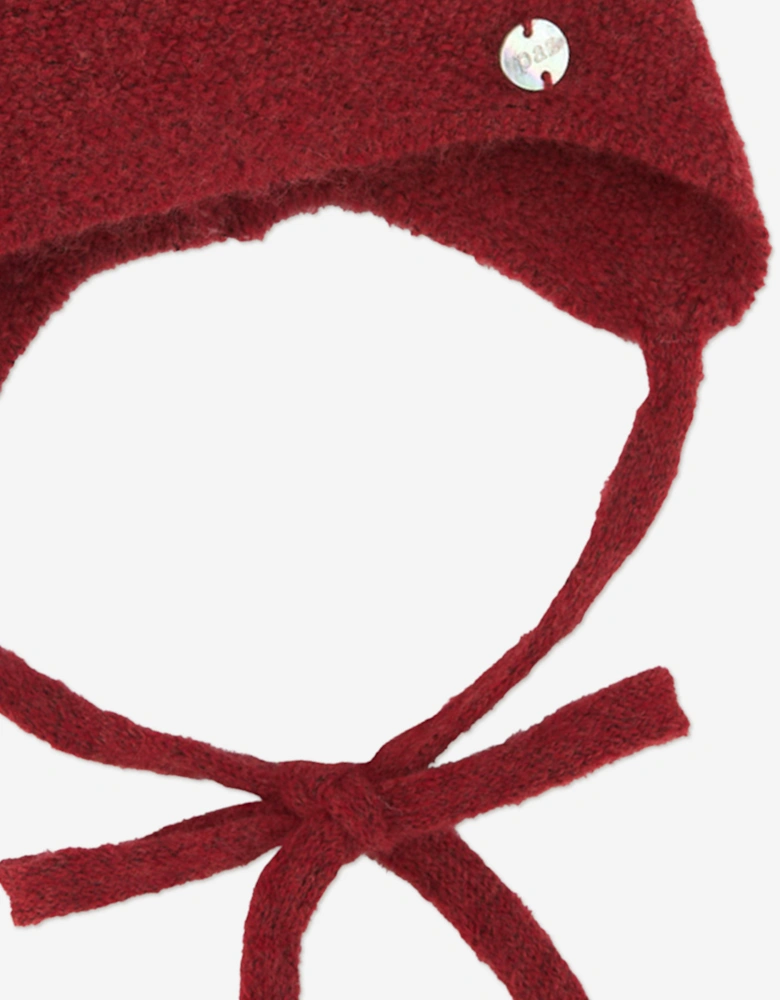 Baby Wool Natural Fur Hat in Red