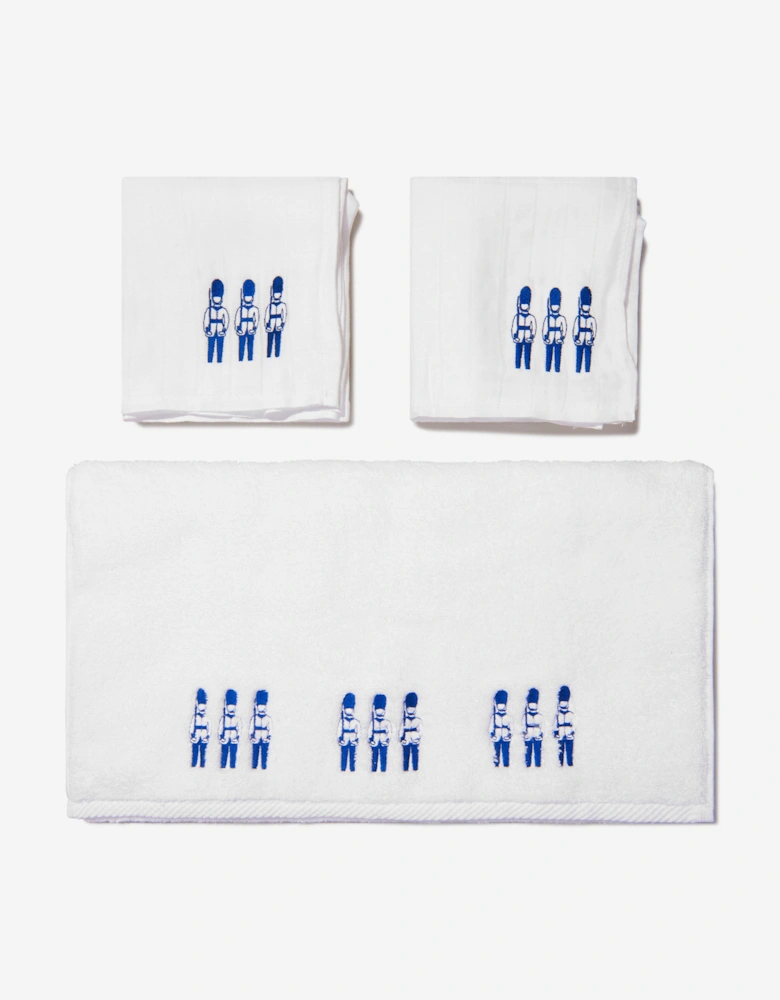 Boys Organic Cotton Muslin And Cotton Guardsmen Towel Set