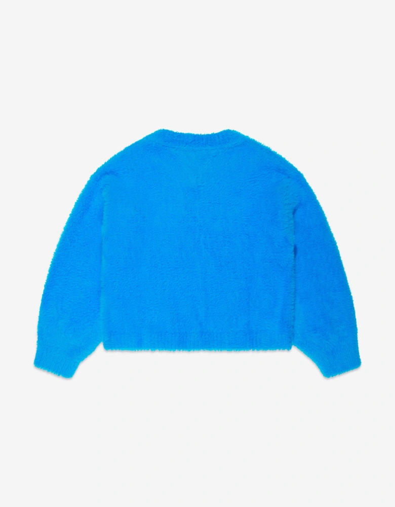 Girls Monogram Soft Sweater in Blue