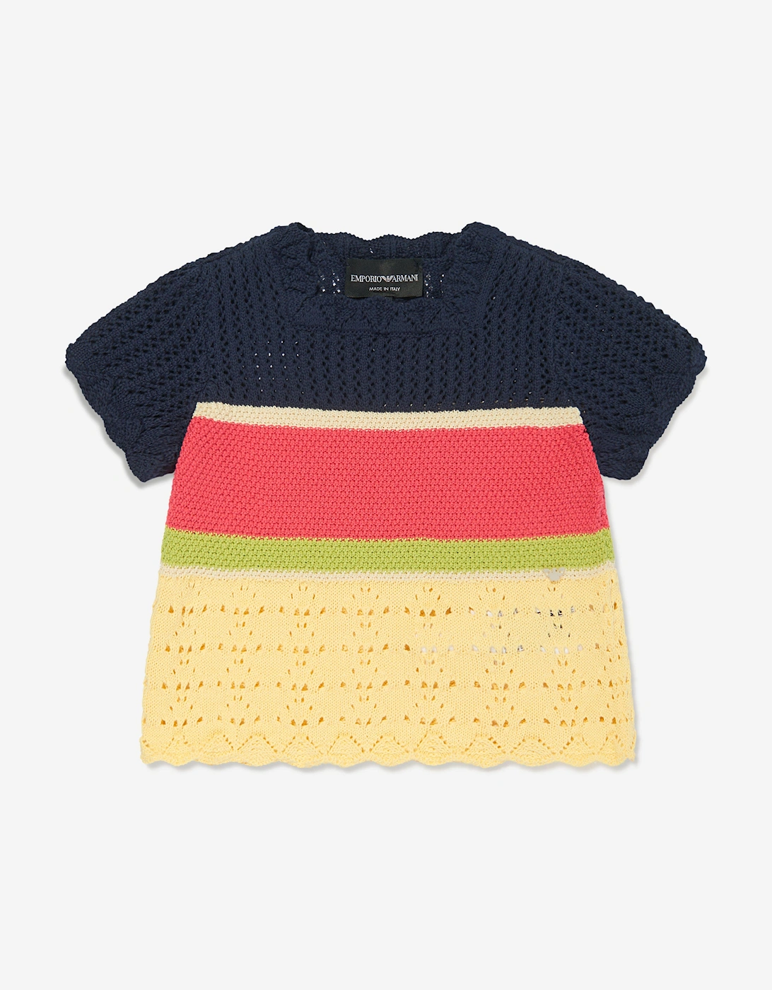 Girls Crochet Knit T-Shirt in Multicolour, 5 of 4