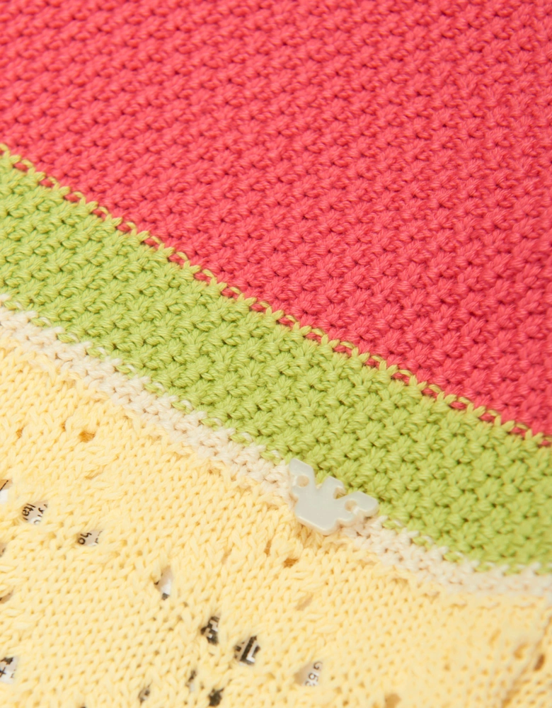 Girls Crochet Knit T-Shirt in Multicolour
