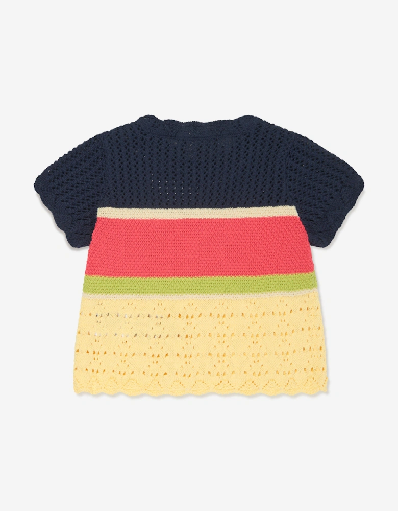 Girls Crochet Knit T-Shirt in Multicolour