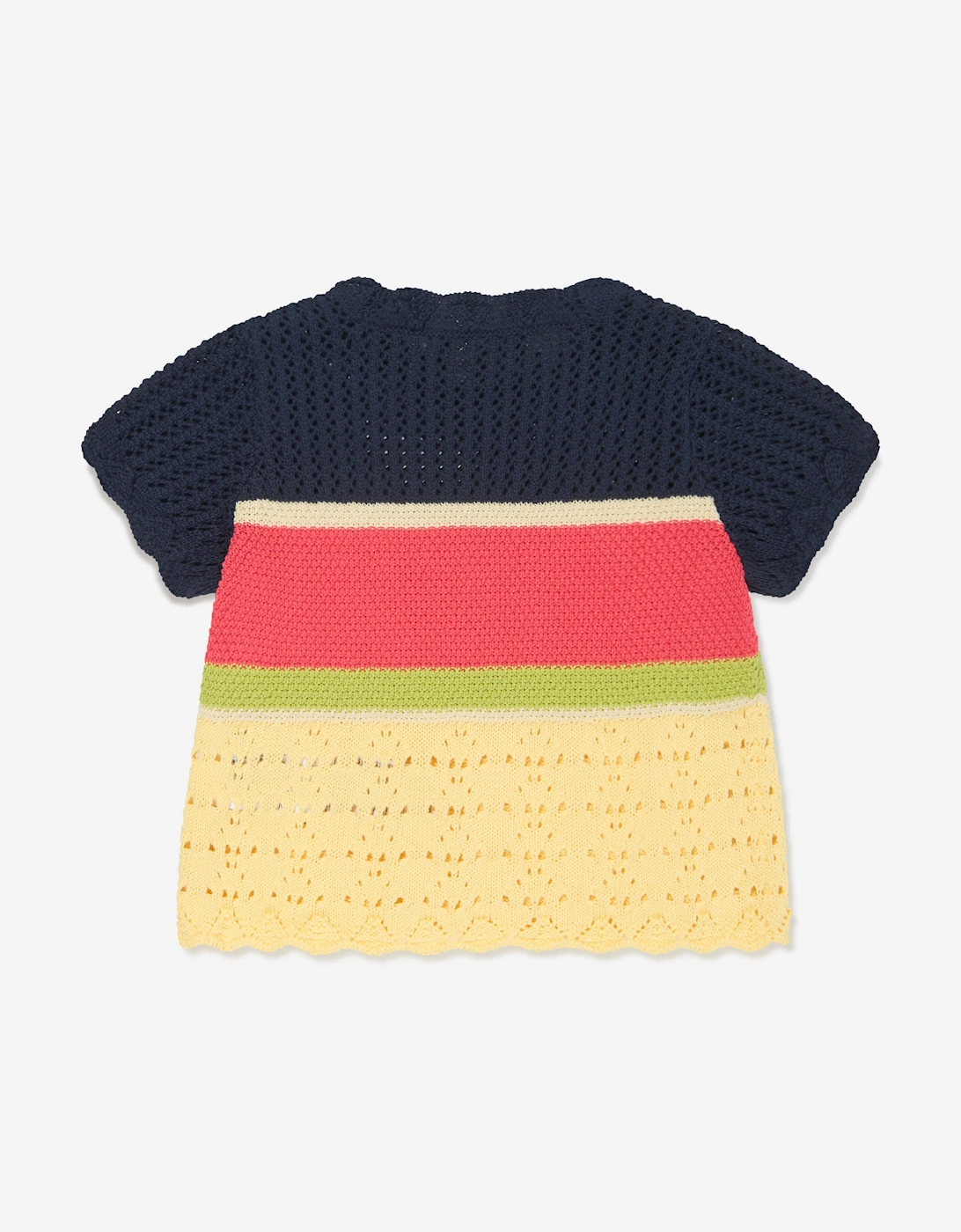 Girls Crochet Knit T-Shirt in Multicolour