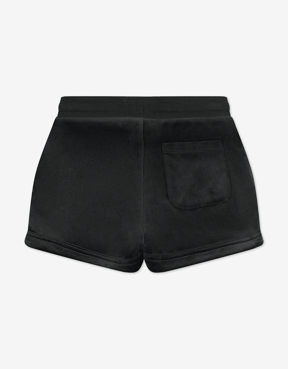 Girls Diamante Velour Fold Up Shorts in Black