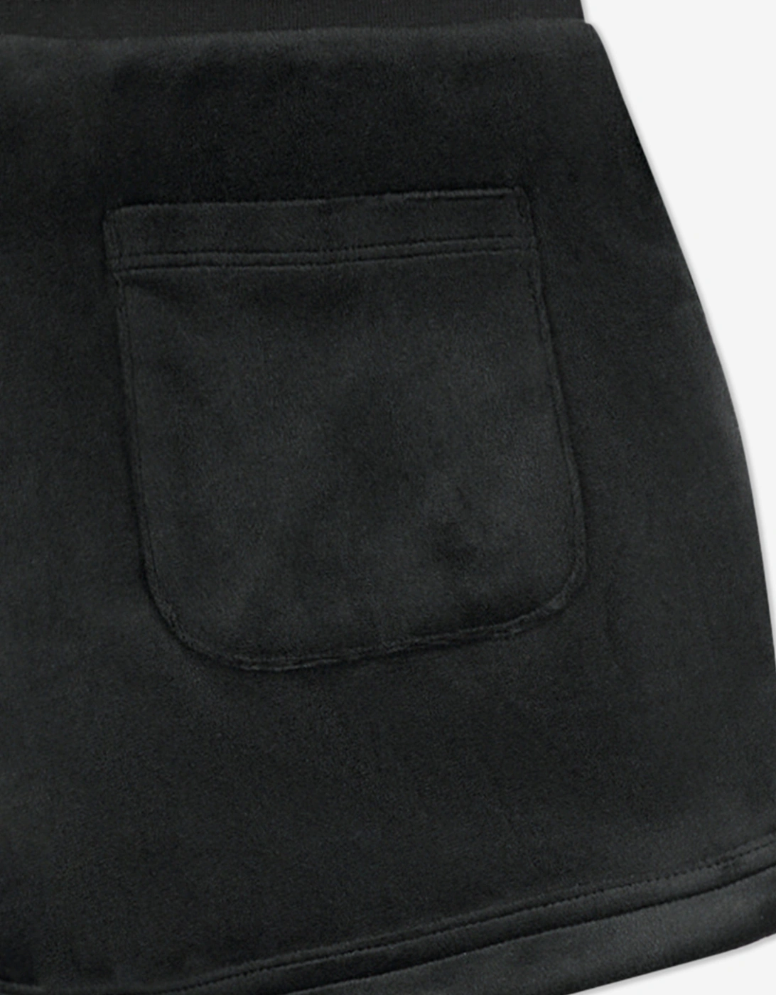 Girls Diamante Velour Fold Up Shorts in Black