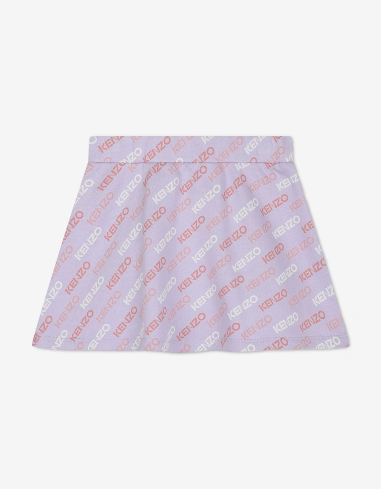 Girls Logo Print Skirt in Purple