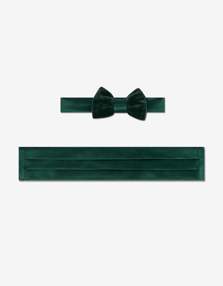 Boys Velvet Bow Tie in Green