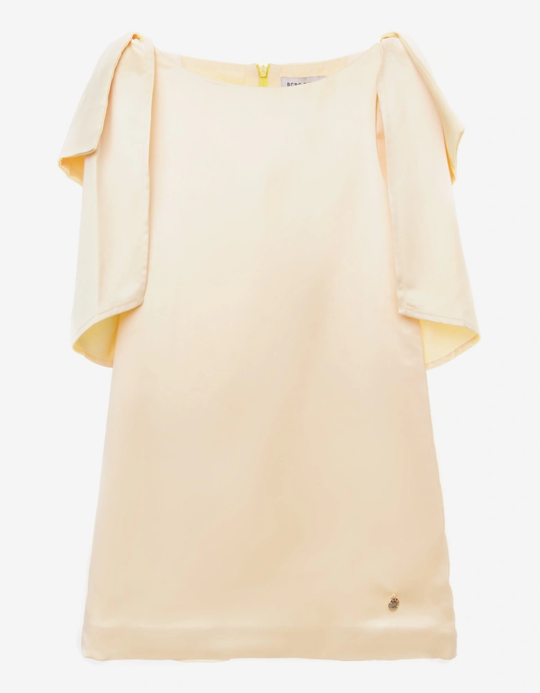 BCBG Girls Bow Sleeve Satin Dress in Yellow