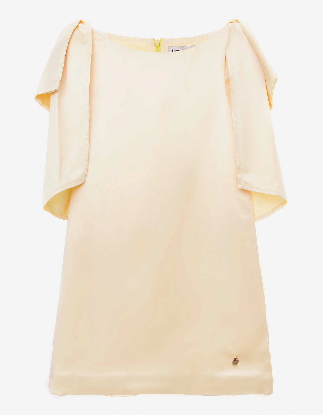 BCBG Girls Bow Sleeve Satin Dress in Yellow, 5 of 4