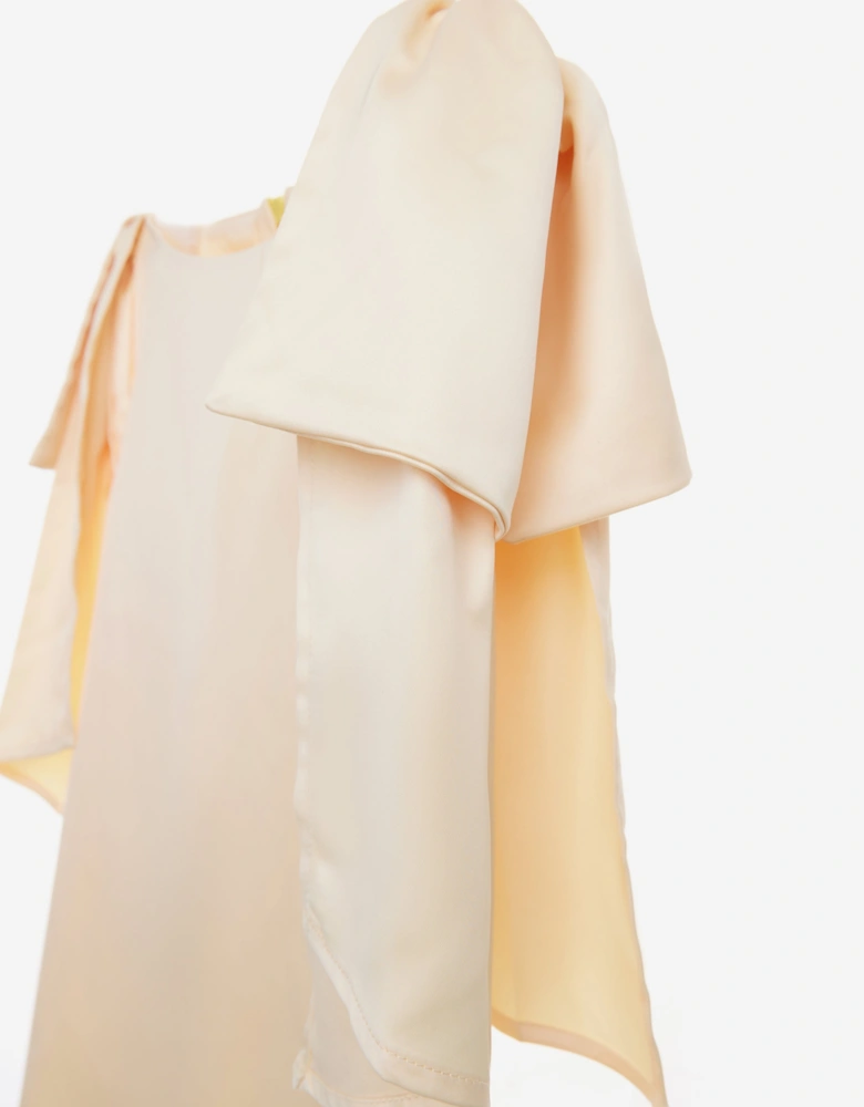 BCBG Girls Bow Sleeve Satin Dress in Yellow