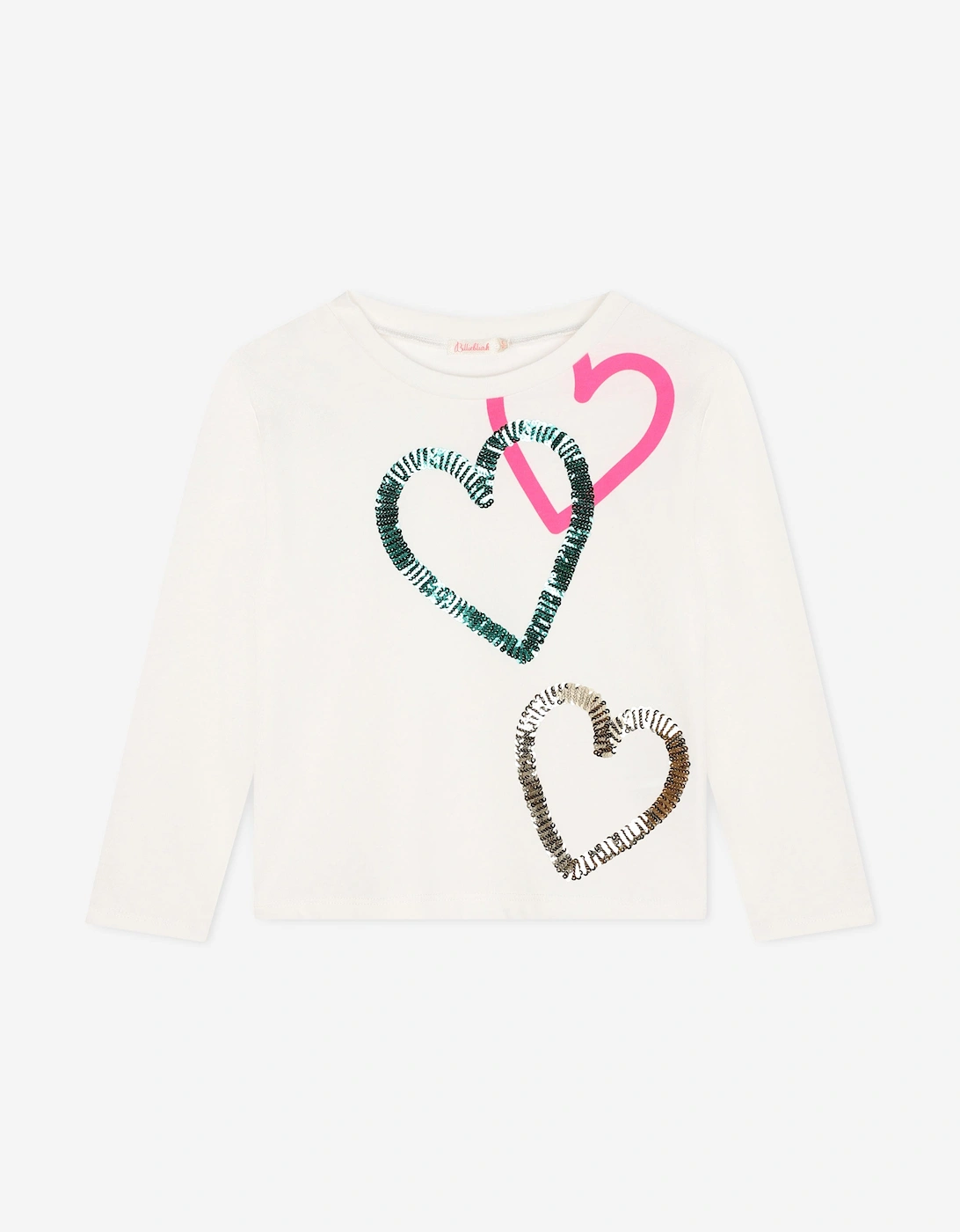Billieblush Girls Long Sleeve Heart T-Shirt in Ivory, 5 of 4