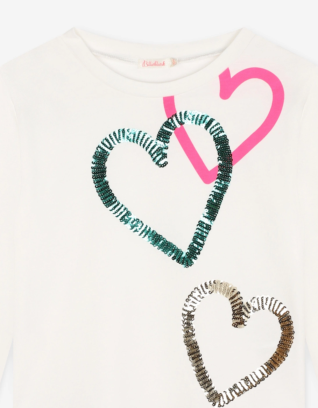 Billieblush Girls Long Sleeve Heart T-Shirt in Ivory