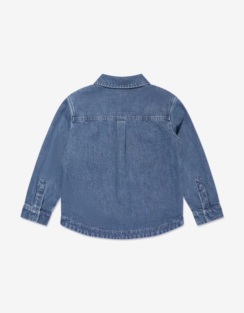 Kids FF Logo Denim Overshirt in Blue