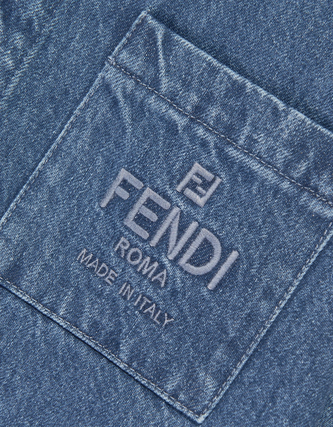 Kids FF Logo Denim Overshirt in Blue