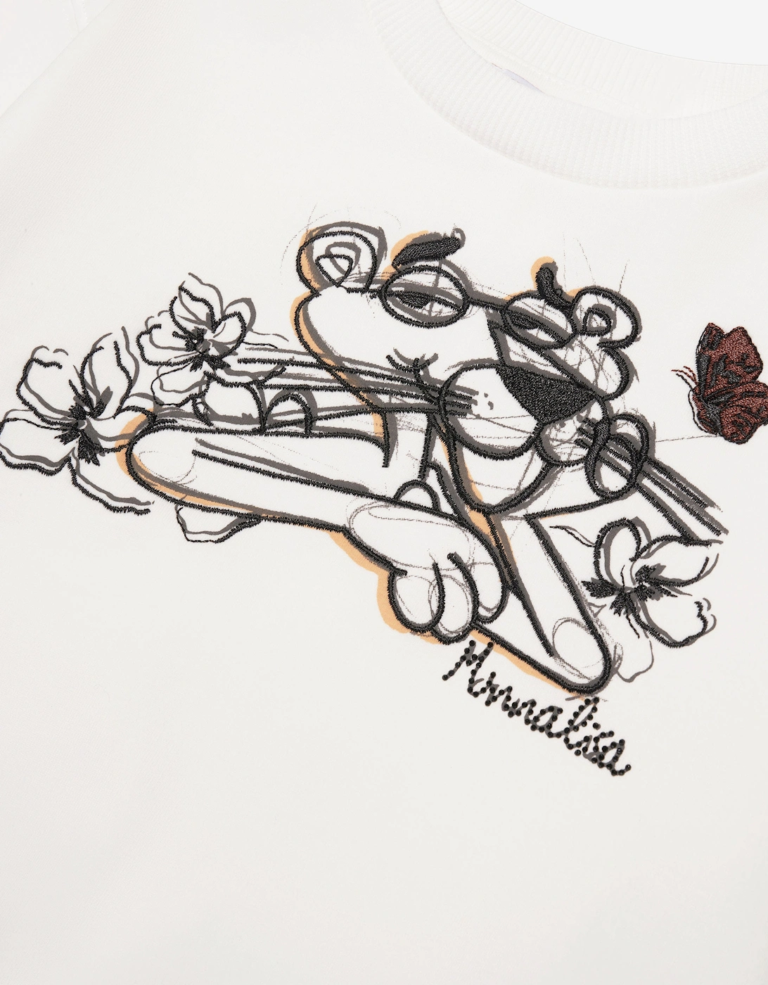 Girls Pink Panther Sweatshirt in Ivory