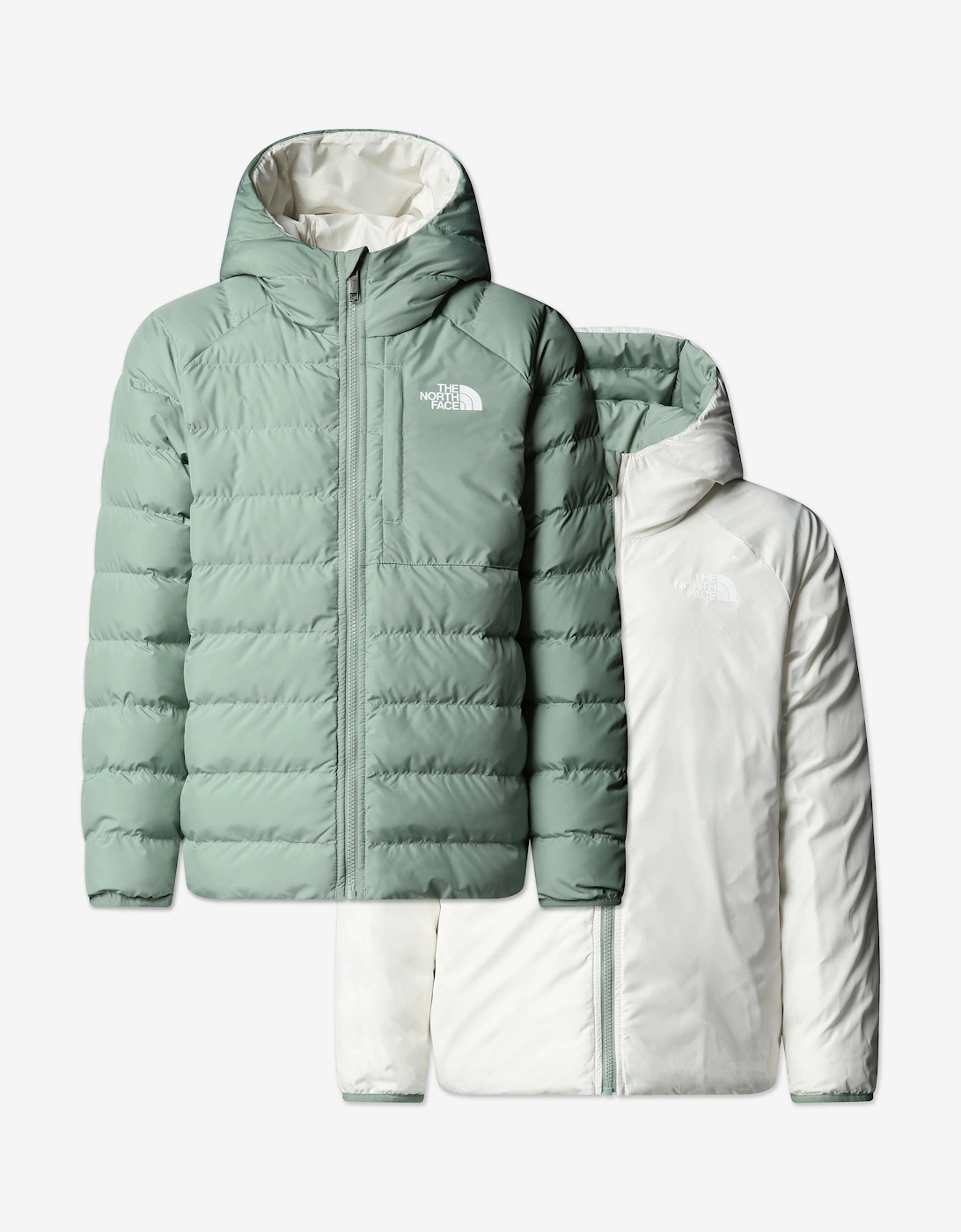The North Face Girls Green 'S Reversible Perrito Hooded Jacket In - : Xs Size 6 Yrs Kids