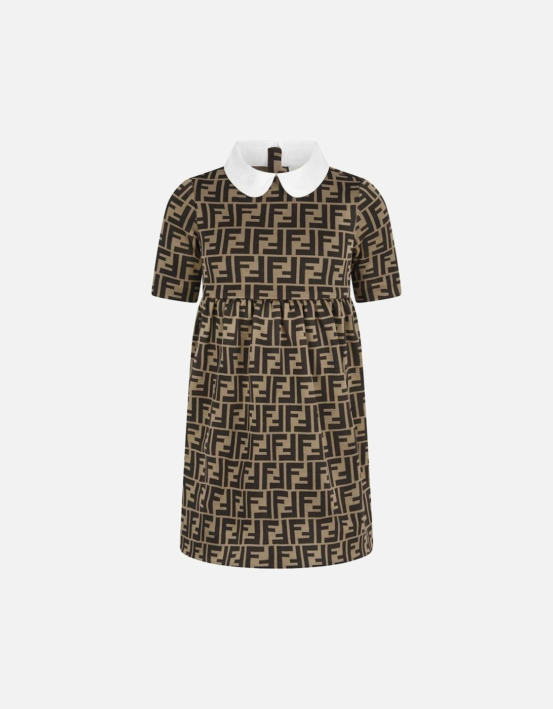Girls FF Logo Dress in Brown, 9 of 8