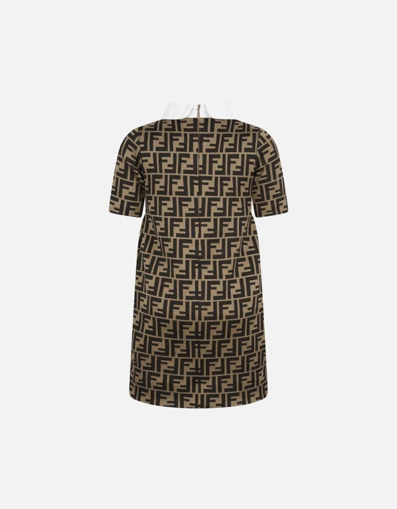 Girls FF Logo Dress in Brown