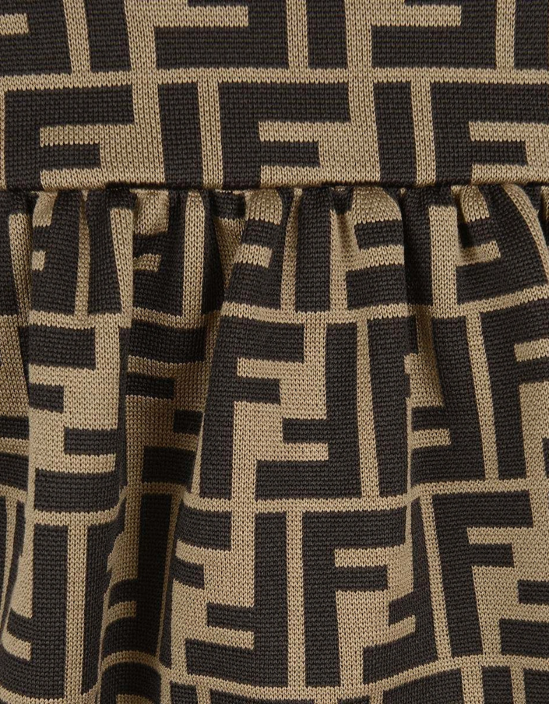 Girls FF Logo Dress in Brown