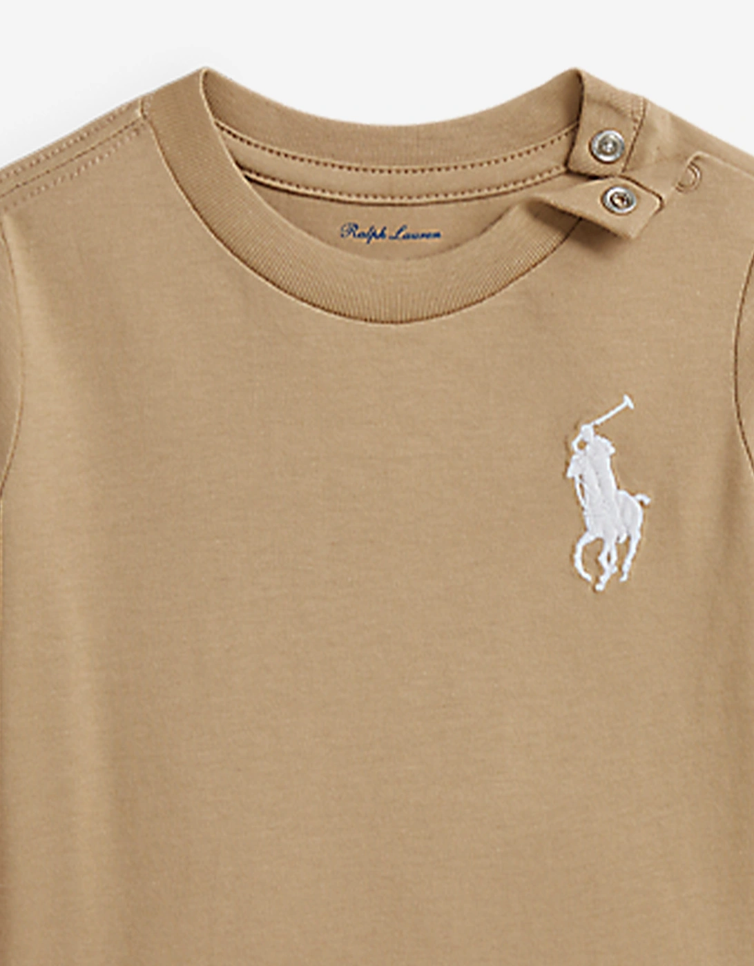 Baby Boys Long Sleeve Logo T-Shirt in Beige