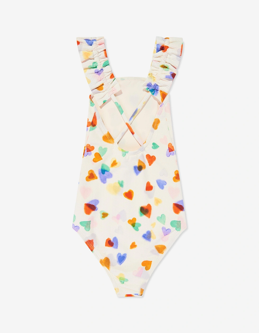 Girls Nitika Rainbow Hearts Swimsuit in Ivory (UPF50+)