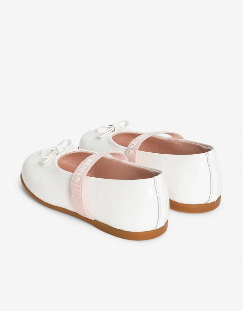 Girls Patent Leather Ballerinas in White