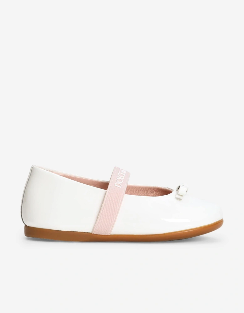 Girls Patent Leather Ballerinas in White