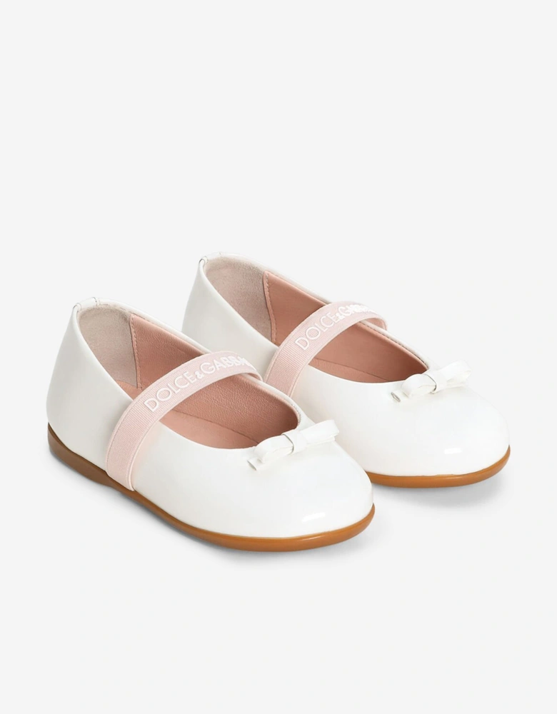 Girls Patent Leather Ballerinas in White