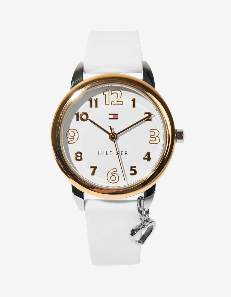 Girls Silicone Strap Watch in White 34mm (One Size)