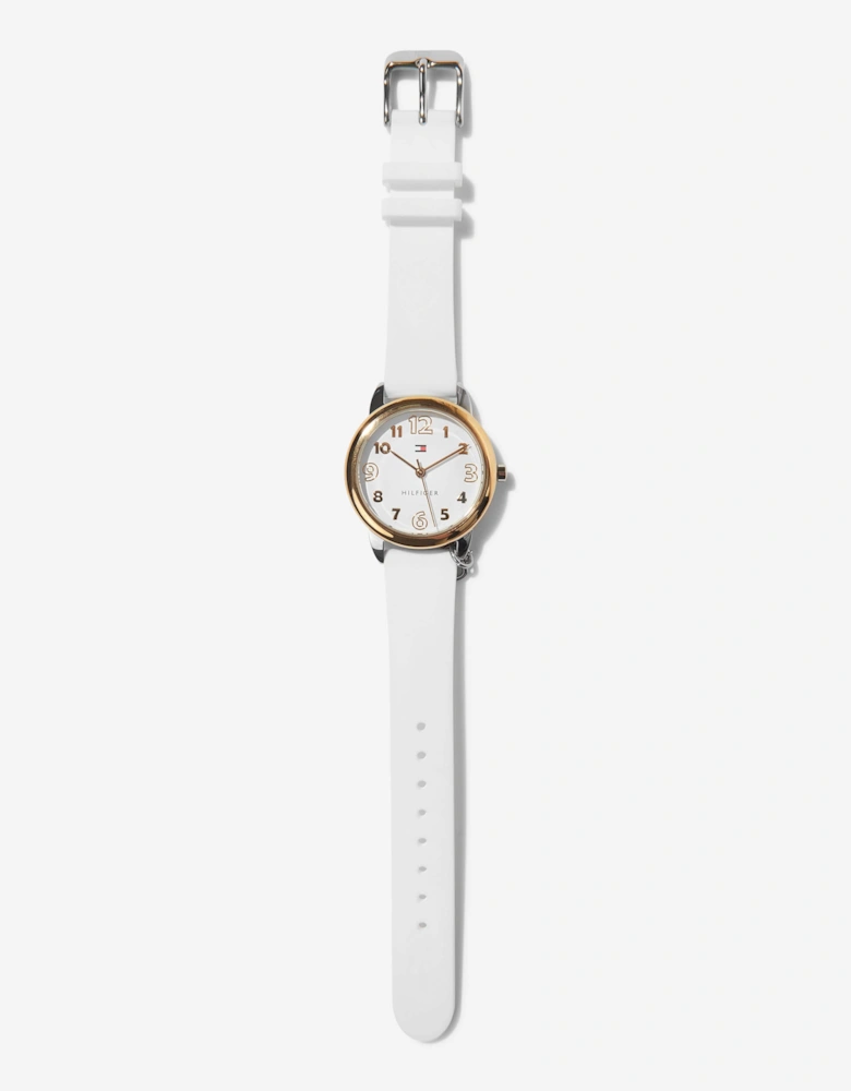 Girls Silicone Strap Watch in White 34mm (One Size)