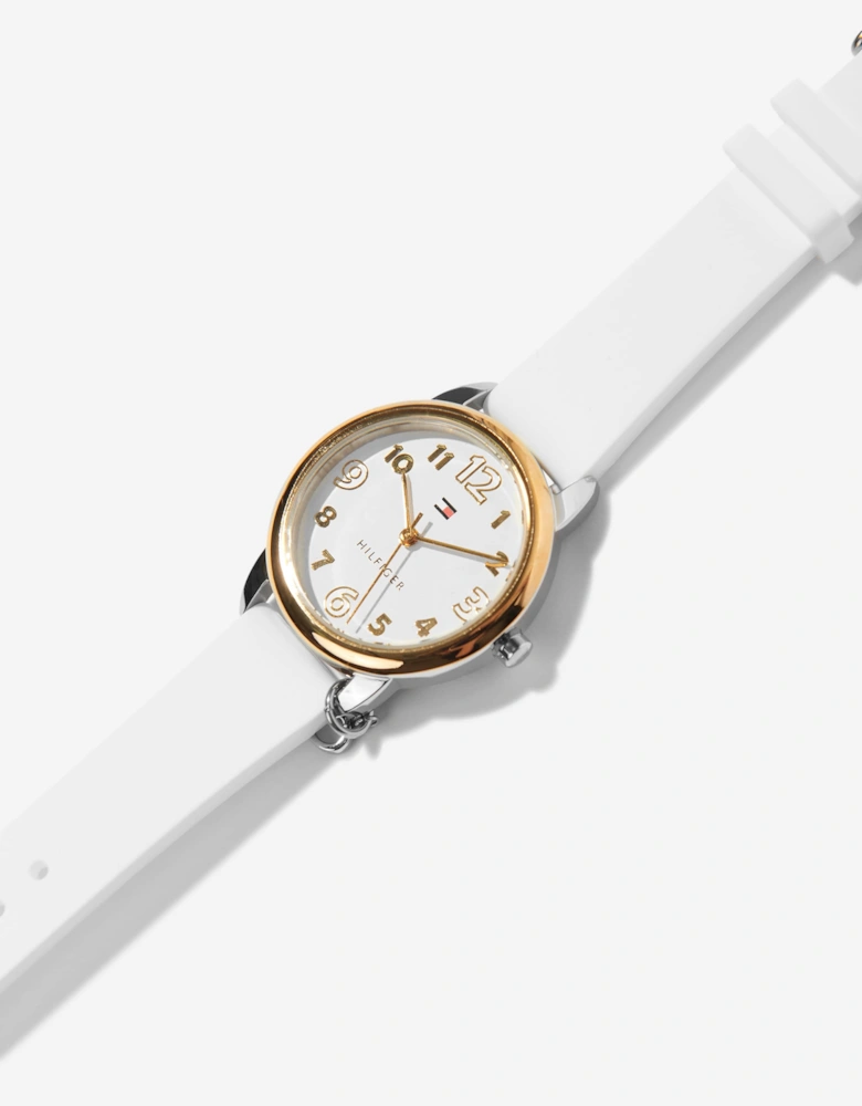 Girls Silicone Strap Watch in White 34mm (One Size)