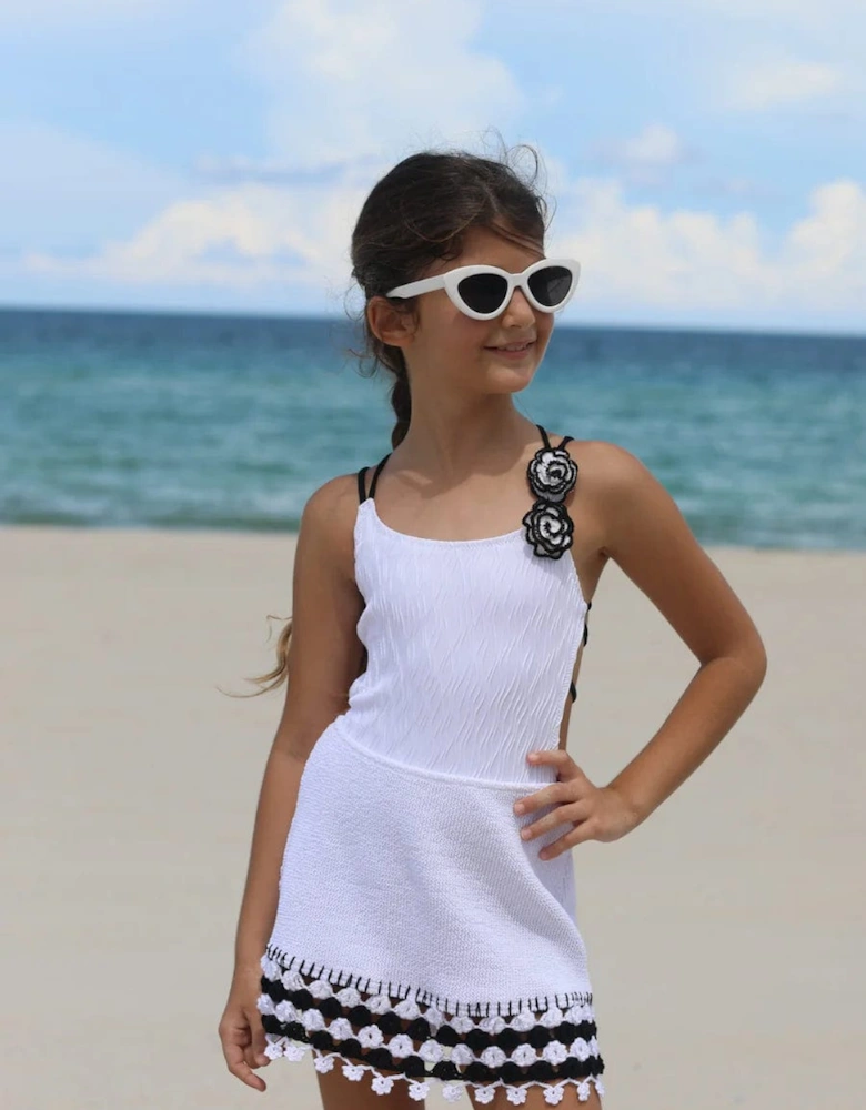 Girls Crocheted Agave Skirt in White