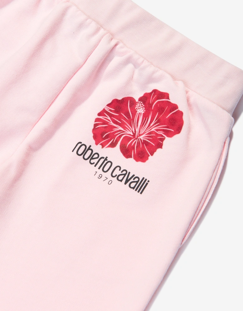 Girls Flower Joggers in Pink