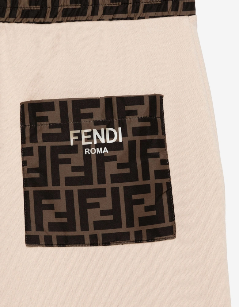 Kid FF Logo Joggers in Beige