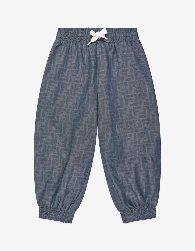Boys Chambray FF Logo Joggers in Blue