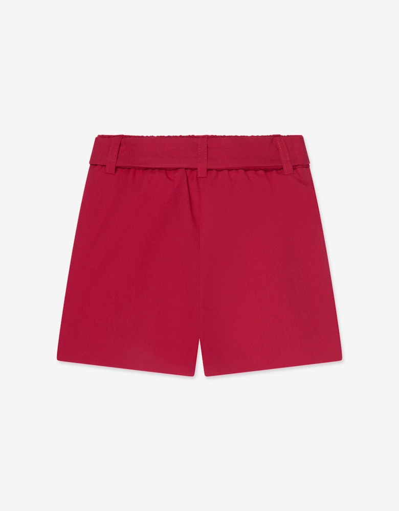 Girls Sash Belt Shorts in Red