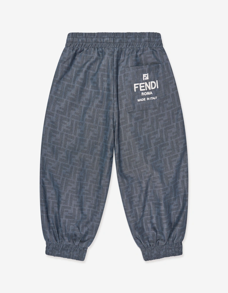 Boys Chambray FF Logo Joggers in Blue