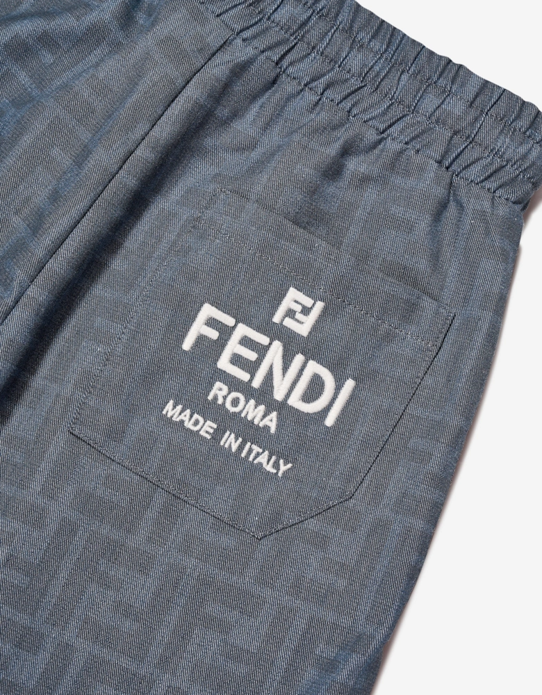 Boys Chambray FF Logo Joggers in Blue