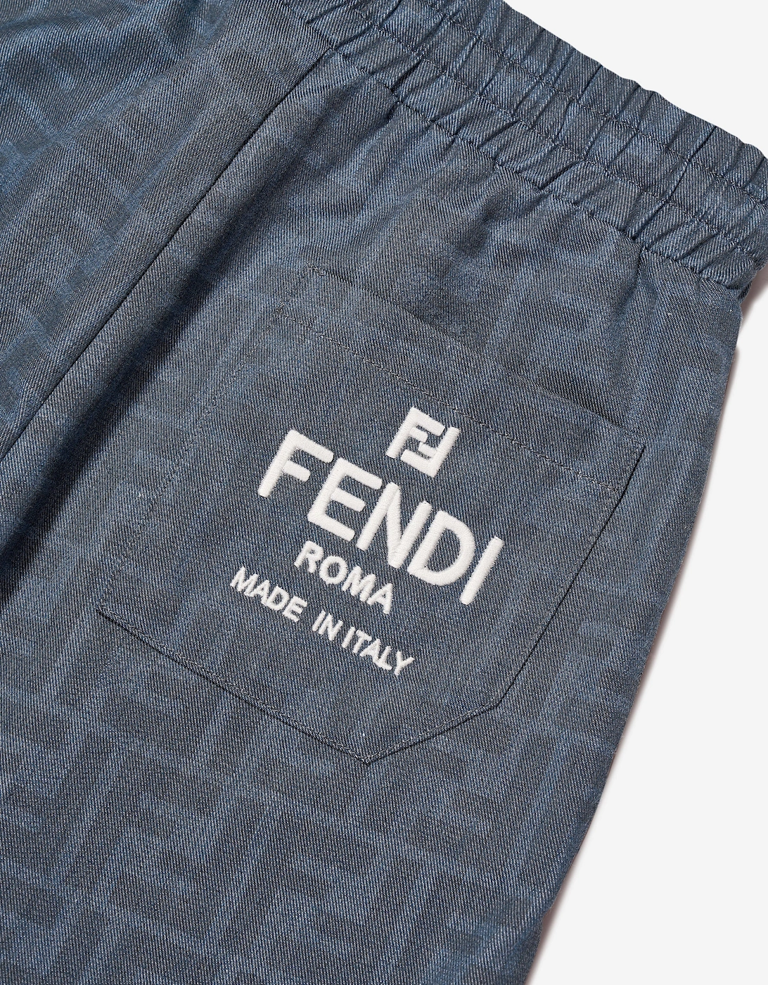 Boys Chambray FF Logo Joggers in Blue