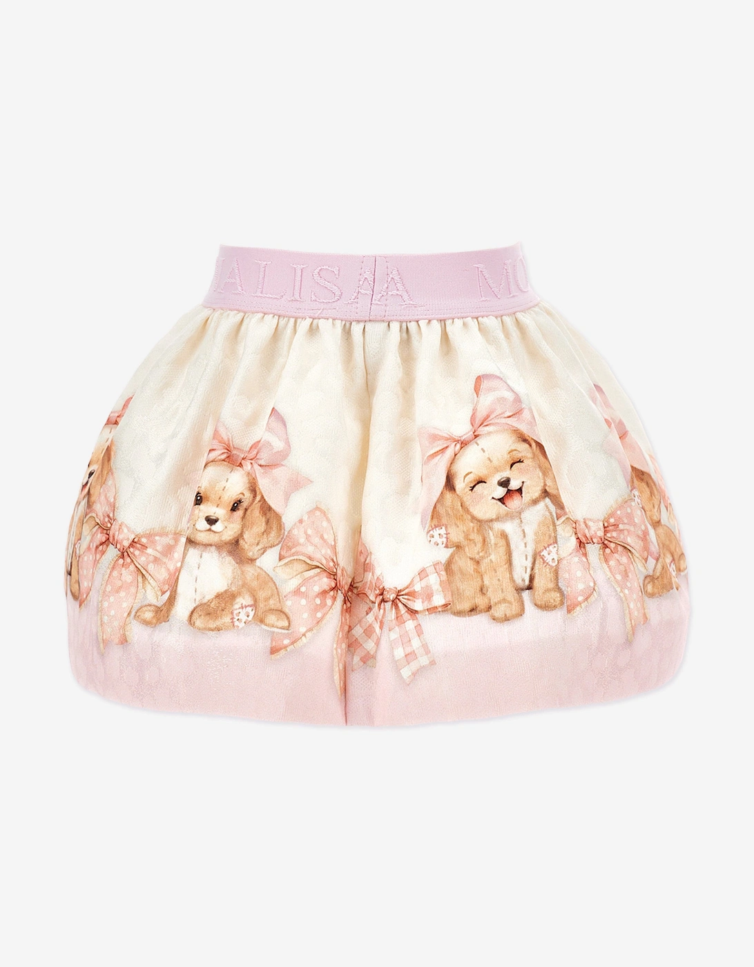 Baby Girls Quilted Puppy Skirt in Ivory