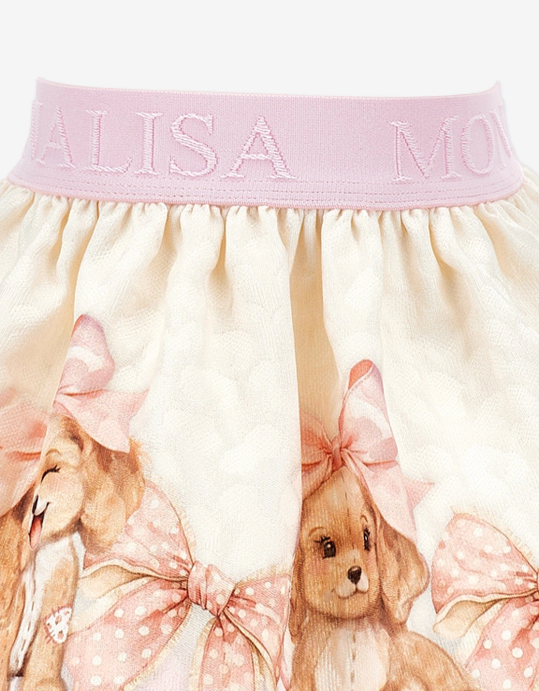 Baby Girls Quilted Puppy Skirt in Ivory