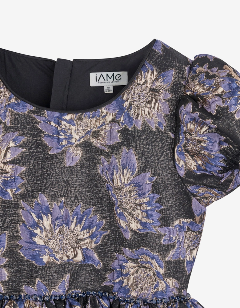 Girls All Over Print Dress in Black