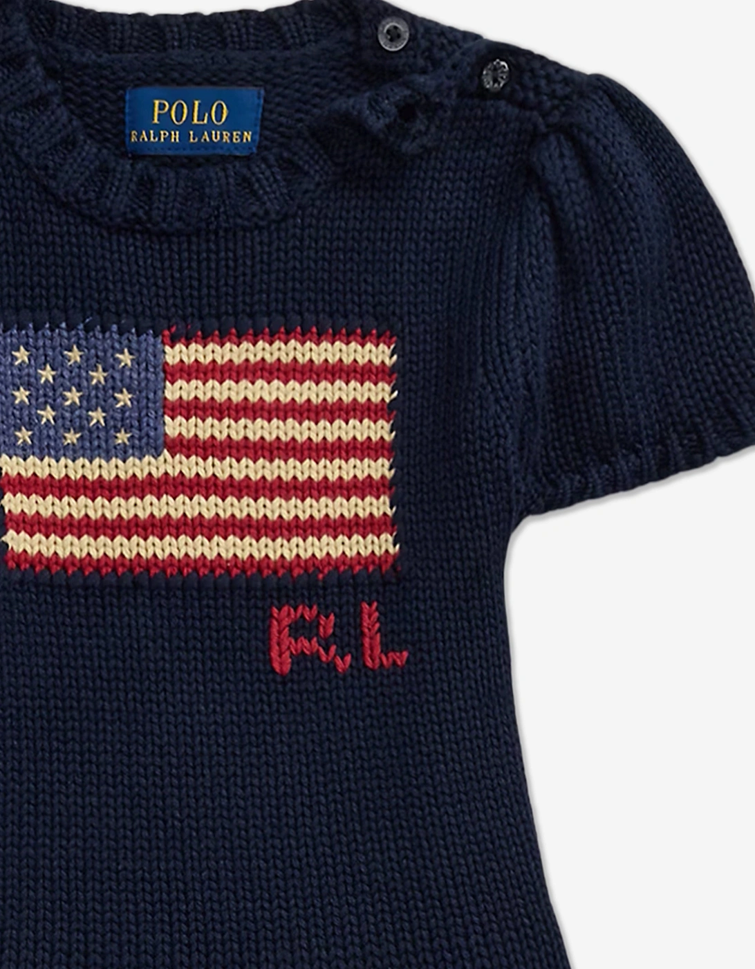 Girls Cotton Flag Dress in Navy