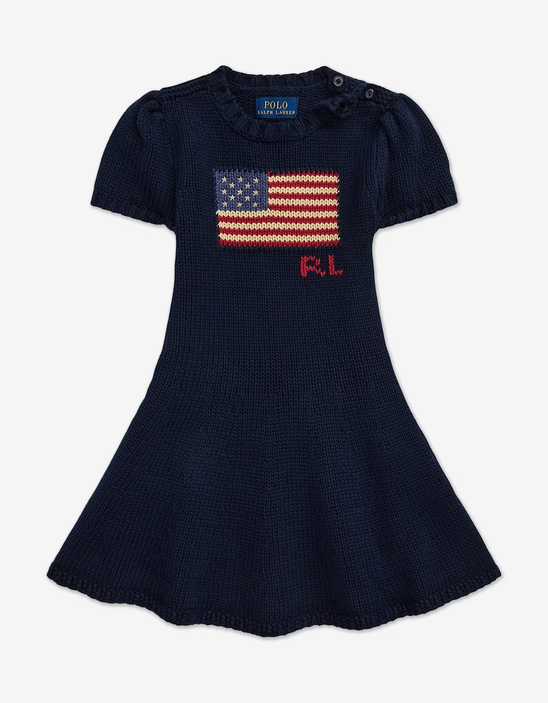 Girls Cotton Flag Dress in Navy, 5 of 4
