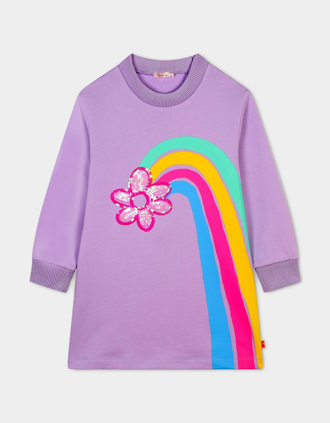 Billieblush Girls Rainbow Flower Sweater Dress in Purple, 5 of 4