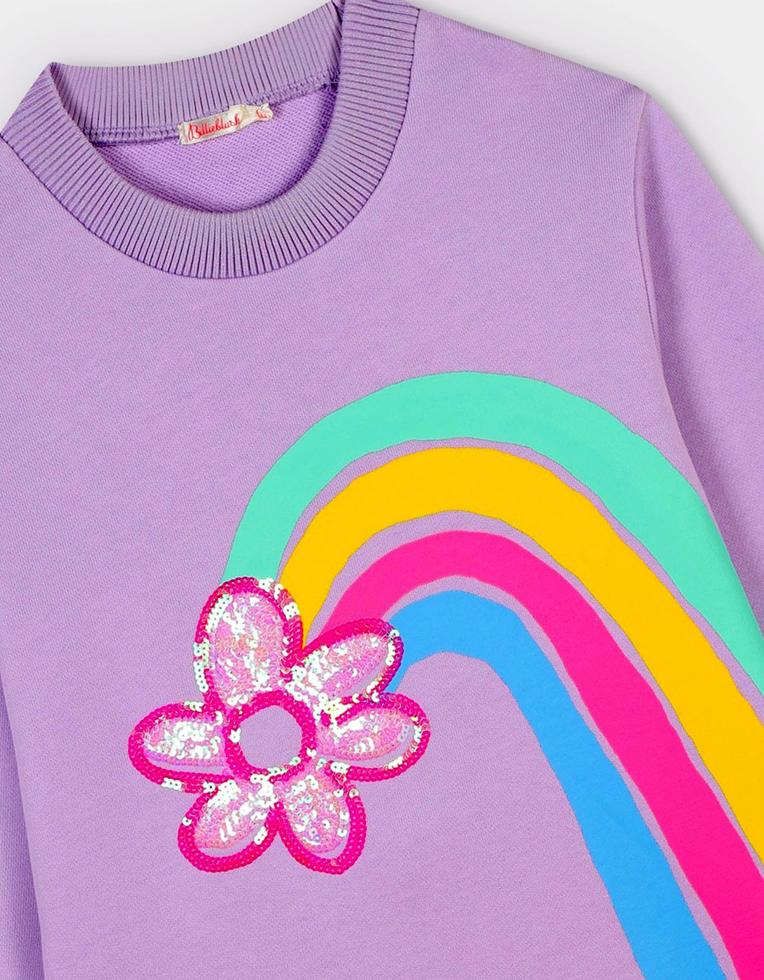 Billieblush Girls Rainbow Flower Sweater Dress in Purple