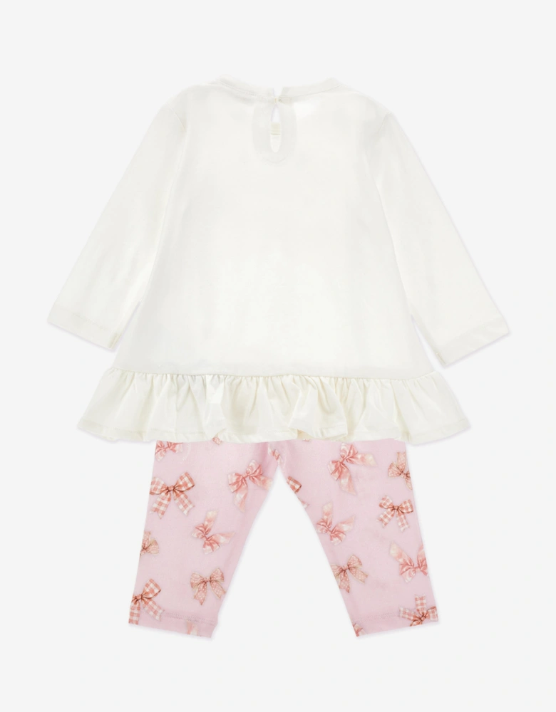Baby Girls Bow Print Leggings Set in Pink
