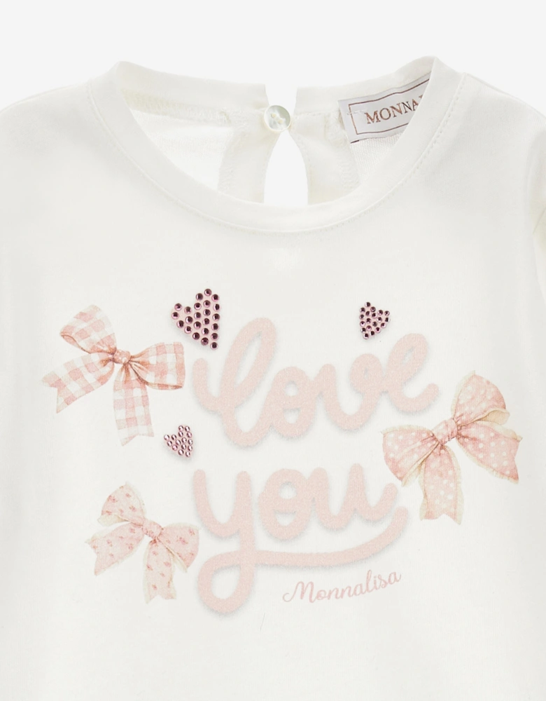Baby Girls Bow Print Leggings Set in Pink