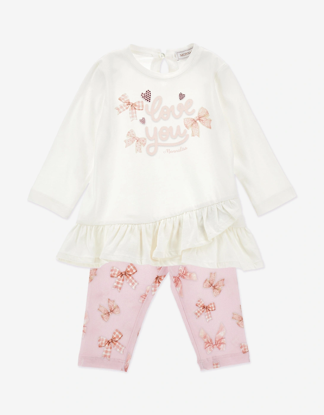 Baby Girls Bow Print Leggings Set in Pink, 5 of 4