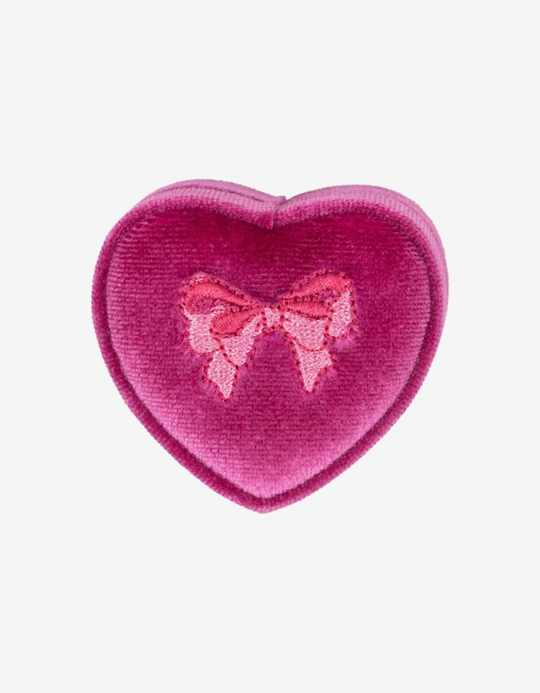 Girls Velvet Jewellery Box with Necklace in Pink (6cm)